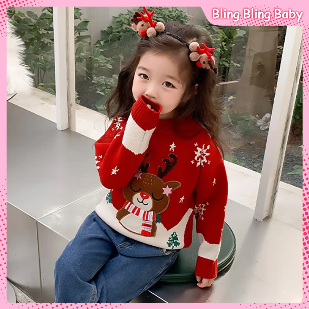 Sweet Girls Red Crew Neck Sweater Christmas Deer Cartoon Printed Knitted Casual Autumn Winter Base Shirt Retro Knitted Pullovers
Sweet Girls Red Crew Neck Sweater Christmas Deer Cartoon Printed Knitted Casual Autumn Winter Base Shirt Retro Knitted Pullovers