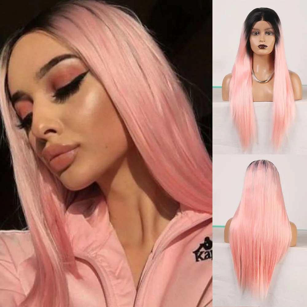 RONGDUOYI Ombre Pink Long Straight Natural Hair Middle Part Heat Resistant Synthetic Lace Front Wig for Black Women Cosplay Use
RONGDUOYI Ombre Pink Long Straight Natural Hair Middle Part Heat Resistant Synthetic Lace Front Wig for Black Women Cosplay Use