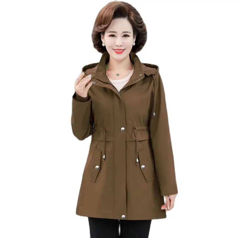 Women's Trench Coat Spring Autumn Drawstring Hooded Long Overcoat 5XL Female Cotton Windbreaker Basic Coats Casual Tops Khaki
Women's Trench Coat Spring Autumn Drawstring Hooded Long Overcoat 5XL Female Cotton Windbreaker Basic Coats Casual Tops Khaki