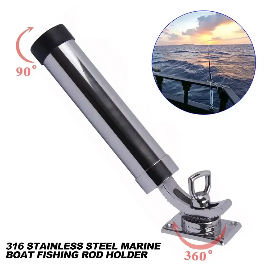 

Boat 316 Stainless Steel Fishing Rod Holder Deck Mount Adjustable Yacht Rod 360° Adjustable Pod Boat Accessories Marine