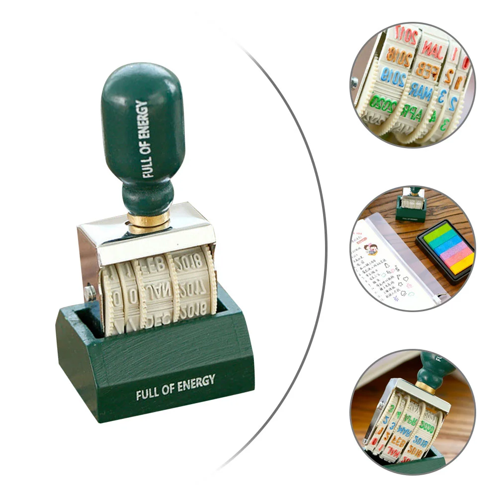 

Date Stamp Roller Knob DIY Postage Stamps Portable Journal School Stationery for Scrapbooking Iron Rollers Seal