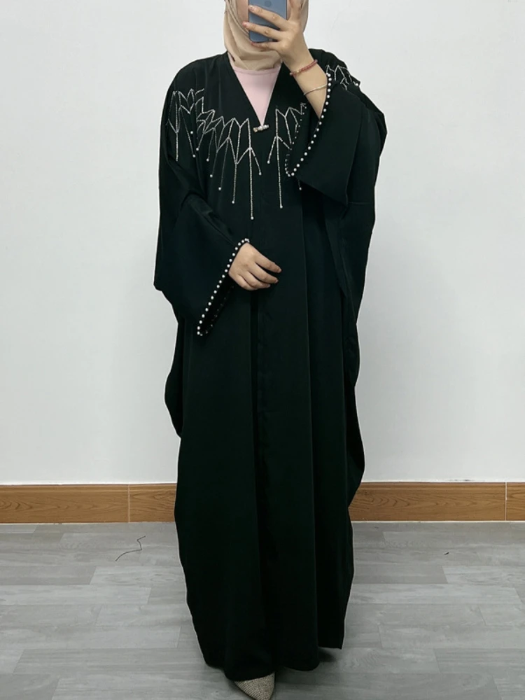 Women Eid Muslim Abaya Cardigan Long Robe Batwing Sleeve Arab Dubai Kaftan Abayas Loose Diamonds Solid Color Ramadan Pearls
Women Eid Muslim Abaya Cardigan Long Robe Batwing Sleeve Arab Dubai Kaftan Abayas Loose Diamonds Solid Color Ramadan Pearls