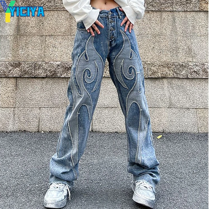 YICIYA Vintage Flame Embroidered High Rise Jeans Women's Washed Old Loose Fit Jeans Women's Y2K Jean Casual Pants Loose Fit pant
YICIYA Vintage Flame Embroidered High Rise Jeans Women's Washed Old Loose Fit Jeans Women's Y2K Jean Casual Pants Loose Fit pant