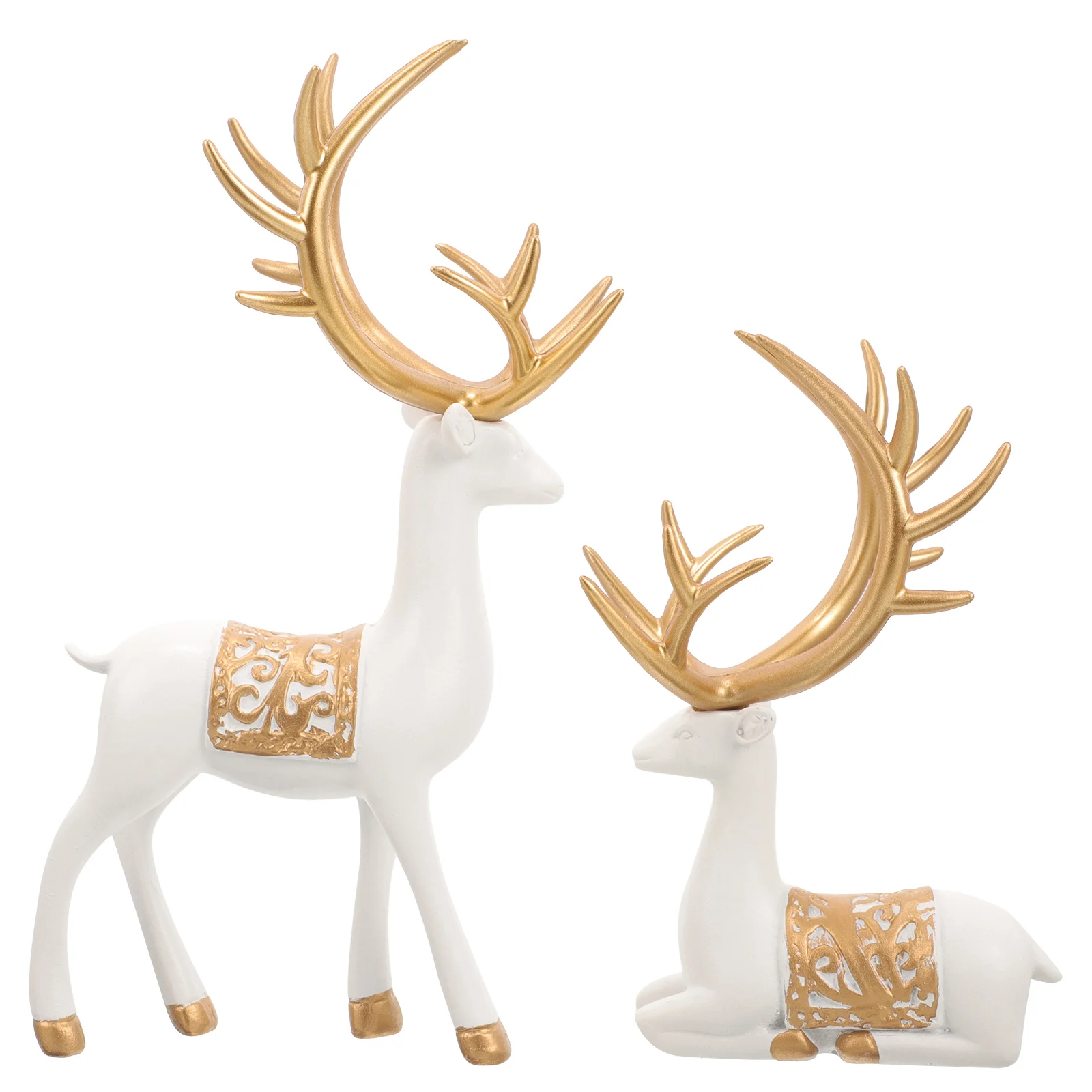 

Christmas Reindeer Figurines Resin Elk Sculpture Sitting Standing Deer Statues Xmas Tabletop Ornaments