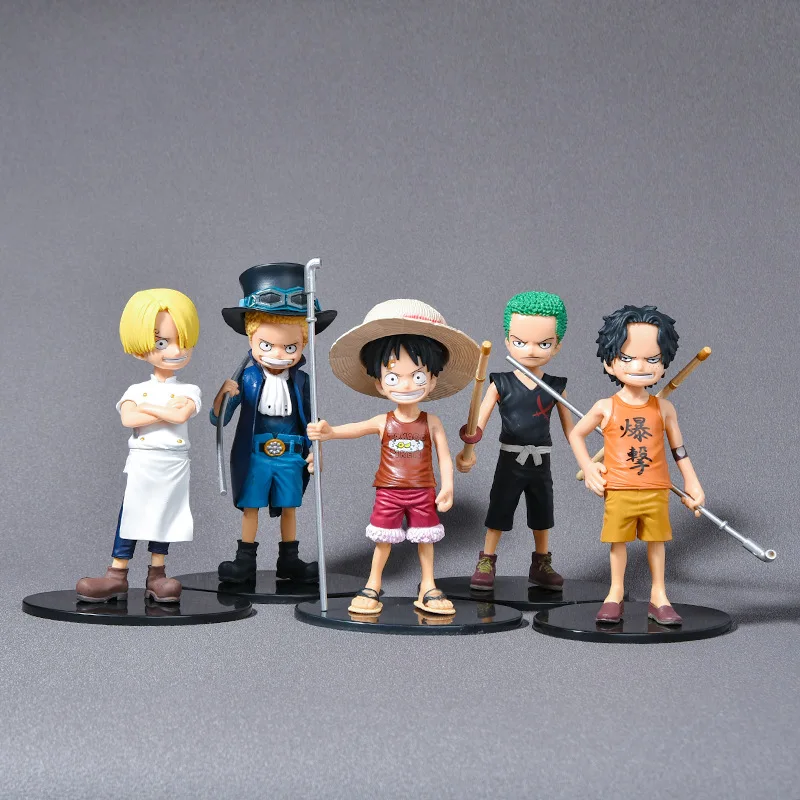 

5Pcs Anime One Piece Figure Luffy Roronoa Zoro Collection Action Model Kawaii Toys Cake Car Decoration Children Birthday Gifts