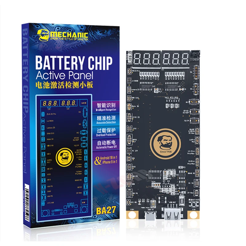 Mechanic BA27 Battery Activation Detection Board For iPhone 5-13Promax Samsung Battery Circuit Board Charging Tester Repair Tool
Mechanic BA27 Battery Activation Detection Board For iPhone 5-13Promax Samsung Battery Circuit Board Charging Tester Repair Tool