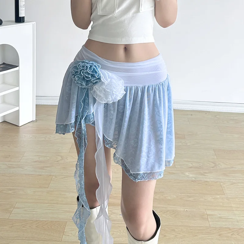 Y2K 3D Flower Lace Blue Mini Skirts Ladies Asymmetrical Ruffle Slim Female Drape Skirt Womens High Street Sexy Mini Skirts Women
Y2K 3D Flower Lace Blue Mini Skirts Ladies Asymmetrical Ruffle Slim Female Drape Skirt Womens High Street Sexy Mini Skirts Women