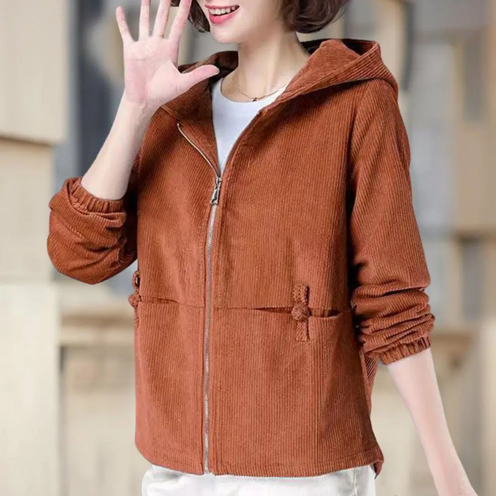 Long Sleeve Zipper Closure Bowknot Decor Pockets Women Coat Windproof Autumn Loose Hooded Corduroy Jacket Daily Clothing
Long Sleeve Zipper Closure Bowknot Decor Pockets Women Coat Windproof Autumn Loose Hooded Corduroy Jacket Daily Clothing