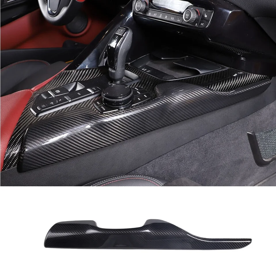 

Real Dry Carbon Fiber Center Console Side Panel Trim Cover For GR Supra A90 2019-2022