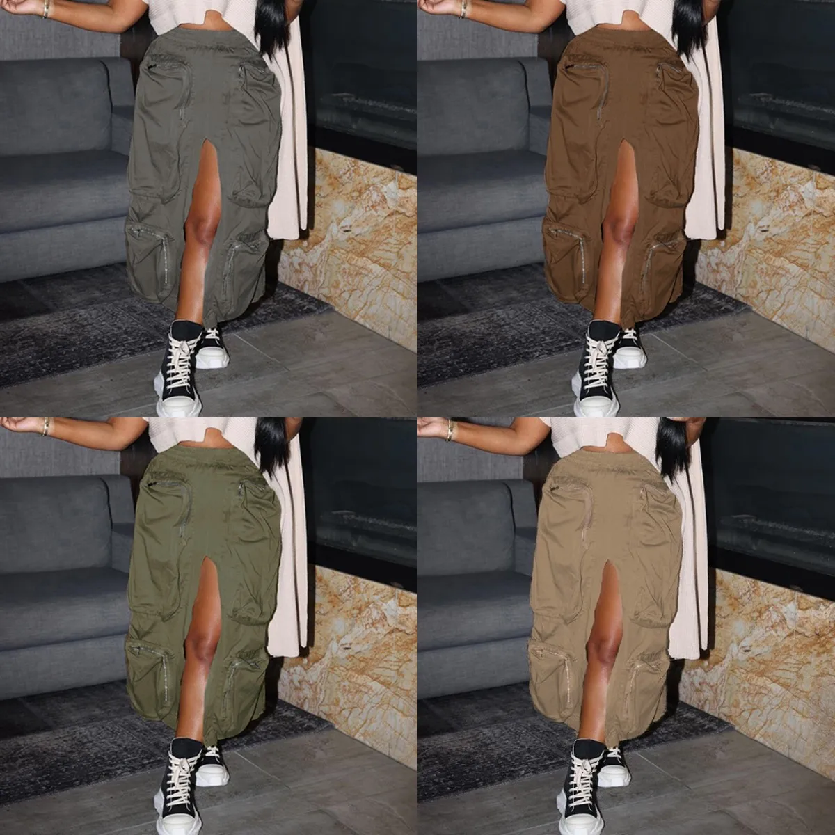 2023 Summer Women Casual High Waist Harajuku Cargo Skirt Big Zipper Pockets Elastic Loose Casual Y2K Skirts
2023 Summer Women Casual High Waist Harajuku Cargo Skirt Big Zipper Pockets Elastic Loose Casual Y2K Skirts