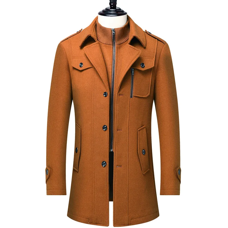 

Men Business Casual woolen overcoat Top Grade Man Jacket 2024 New Arrival Classic Long Jacket double Collar Coat Keep Warm parka