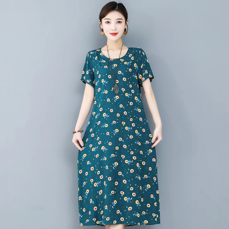 

Summer Floral Dress Woman 2023 New Loose Short Sleeve Elegant Long Dresses Summer Clothes for Women Sundress