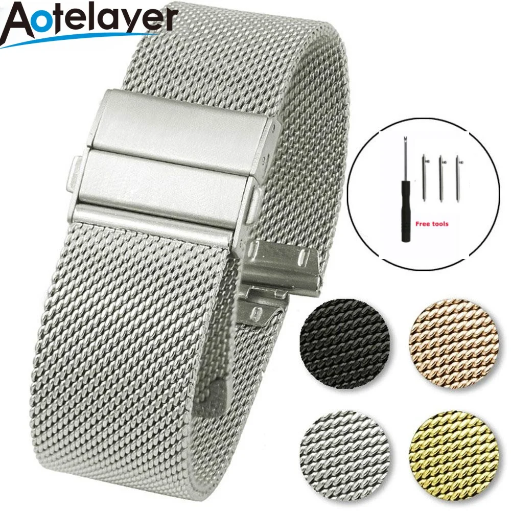 16mm 18mm 20mm 22mm Quick Release High Quality Stainless Steel Mesh Milanese Strap Watchbands Double Press Butterfly Clasp
16mm 18mm 20mm 22mm Quick Release High Quality Stainless Steel Mesh Milanese Strap Watchbands Double Press Butterfly Clasp