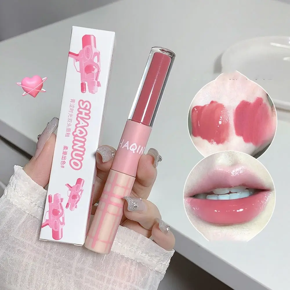 

Waterproof Liquid Lipsticks Lips Makeup Cosmetics Double Headed Matte Mirror Lip Gloss Non-stick Cup Long Lasting Lip Glaze