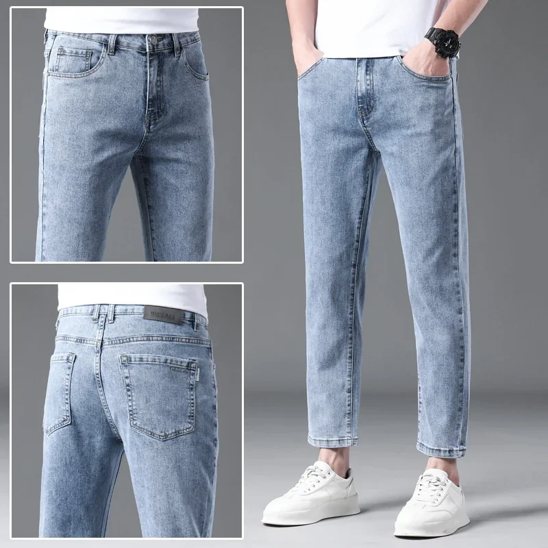 

Men's Denim Nine-point Pants Four Seasons Can Wear Stretch Ankle Jeans Straight Leg Pants