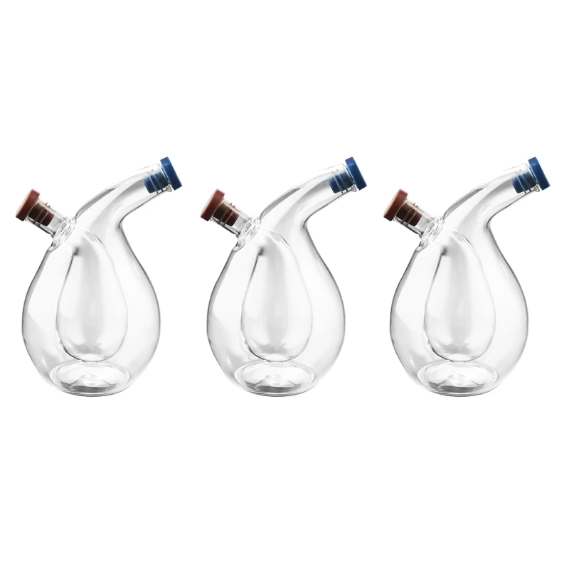 

3X Kitchen Two-In-One Oil Dispenser Design Vinegar Cruet Olive Can Quality Oil Pourer Condiment Dispenser Bottle