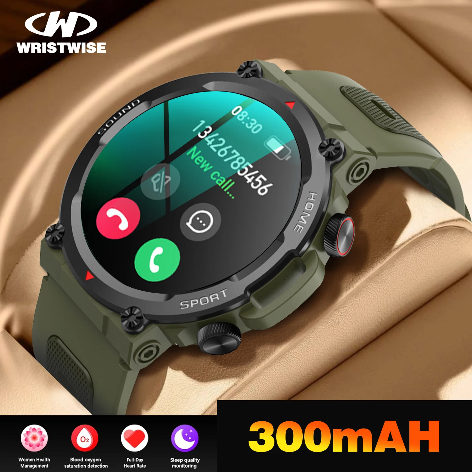 

Watches for men sports three defense HD large screen smartwatch heart rate sleep monitoring Bluetooth call watch Wrist watch