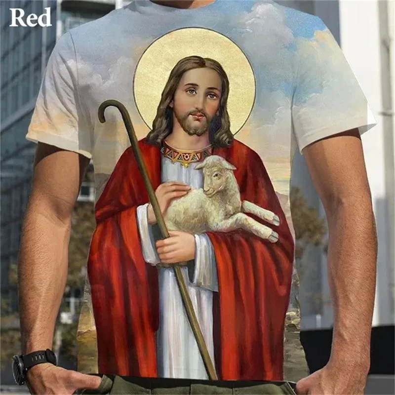 

Christian Mother Of God Virgin Mary 3D Printed T Shirt Jesus Cross God Cross Jesus Loves All Christian Unisex Casual T-Shirt Top