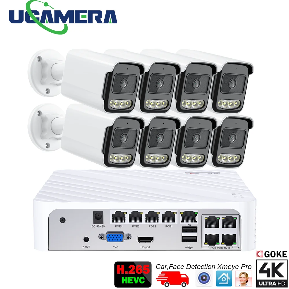 

8CH 5MP 8MP POE Security Camera System Two Way Audio 8MP NVR Kit CCTV Outdoor IP Camera H.265 P2P Video Surveillance Set