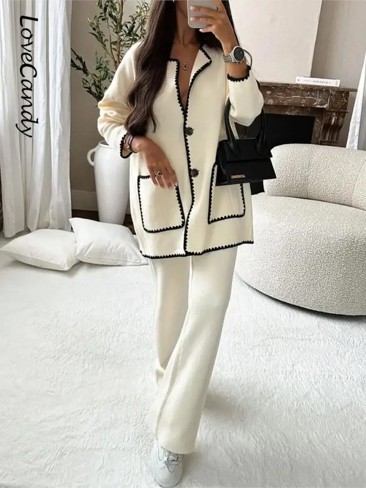 Women Elegant Patchwork Woolen 2 Piece Sets Fashion Long Sleeve With Pocket Coat Loose Pant Outfits Casual Lady High Streetwear
Women Elegant Patchwork Woolen 2 Piece Sets Fashion Long Sleeve With Pocket Coat Loose Pant Outfits Casual Lady High Streetwear