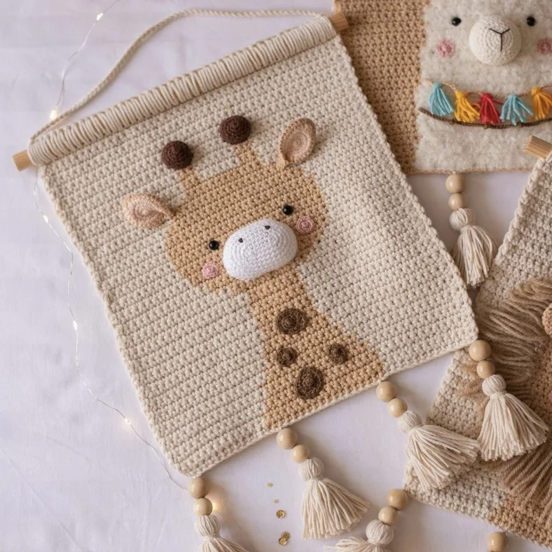 Handmade Giraffe Wall Tapestry - Kids Room Hook Weaving Art 9 S71bf4d7bf938471eb43f8ac98e175d1du