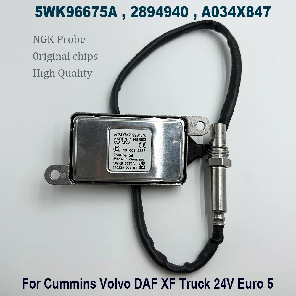 

5WK96675A 2894940 A034X847 For NGK Probe NOX Nitrox Oxygen Sensor High Quality Chip For C-ummins Volvo DAF XF Truck 24V Euro 5