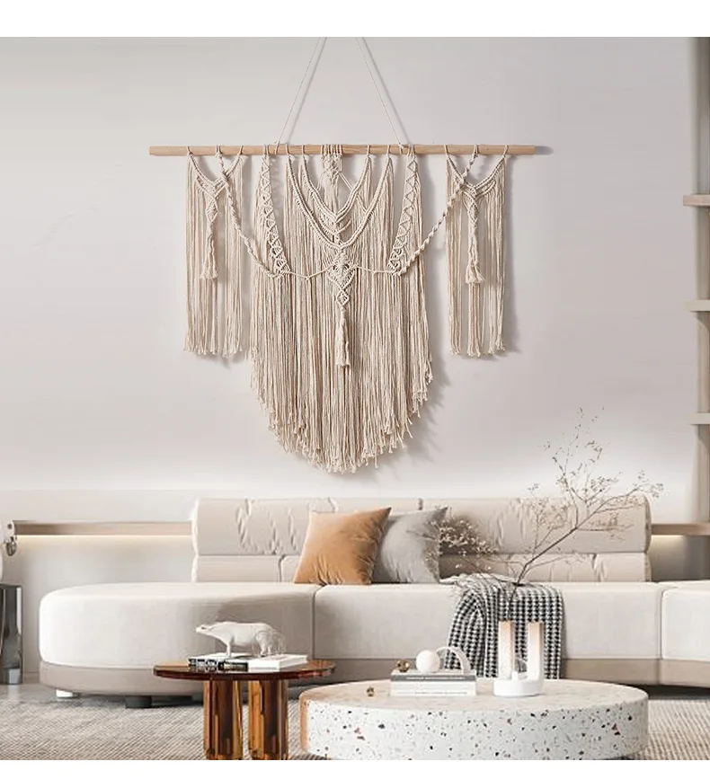 Handwoven Cotton Tassel Tapestry - Nordic Boho Wall Hanging 2 S71c008a874ac4d91a2153b597973b853c