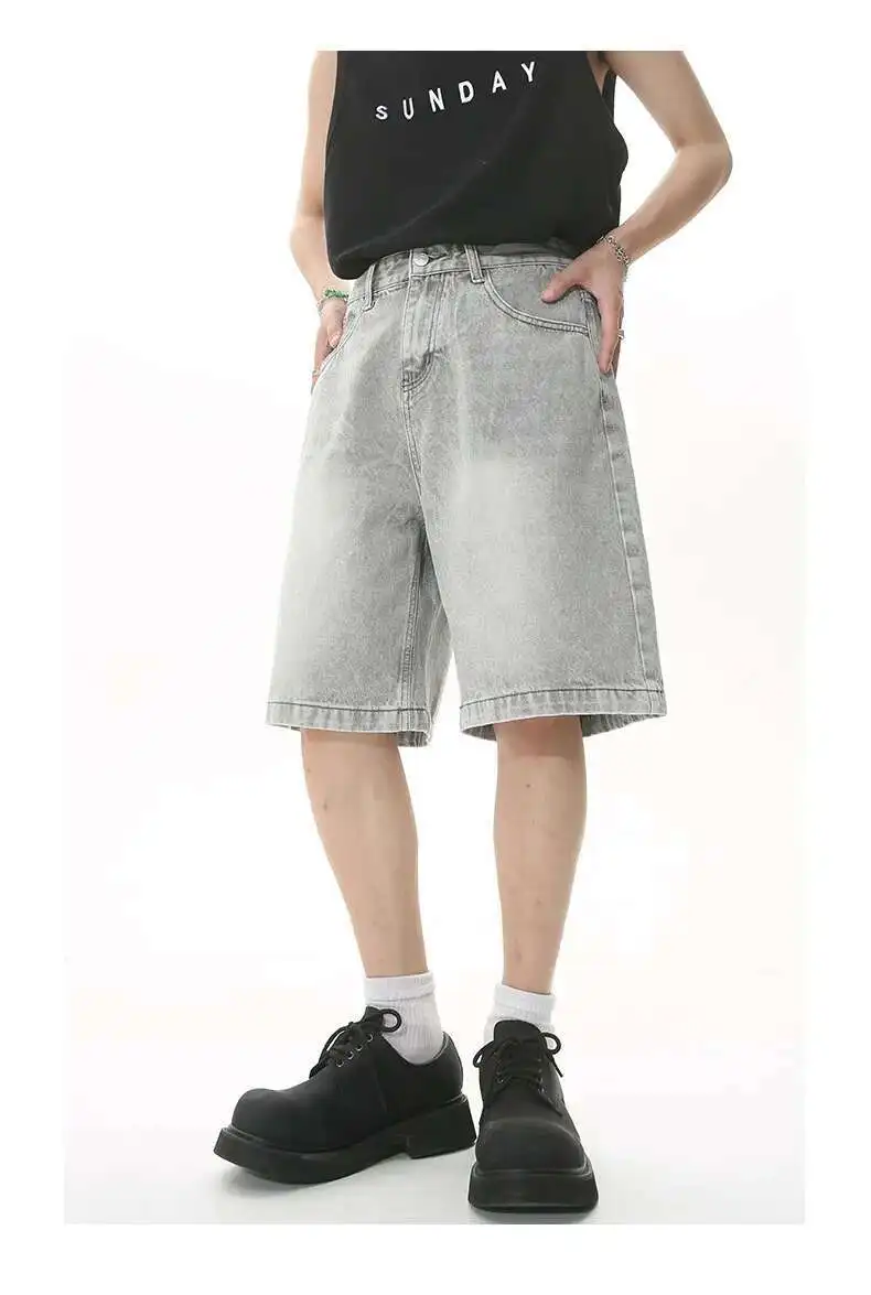 IEFB Summer Men's Casual Jeans Shorts Loose Mid High Waist Fashion Knee Lenght Denim Short Pants Vintage Male New Korean 9A8588 74 S71c07280fbef47f585a698df10d5fdf28