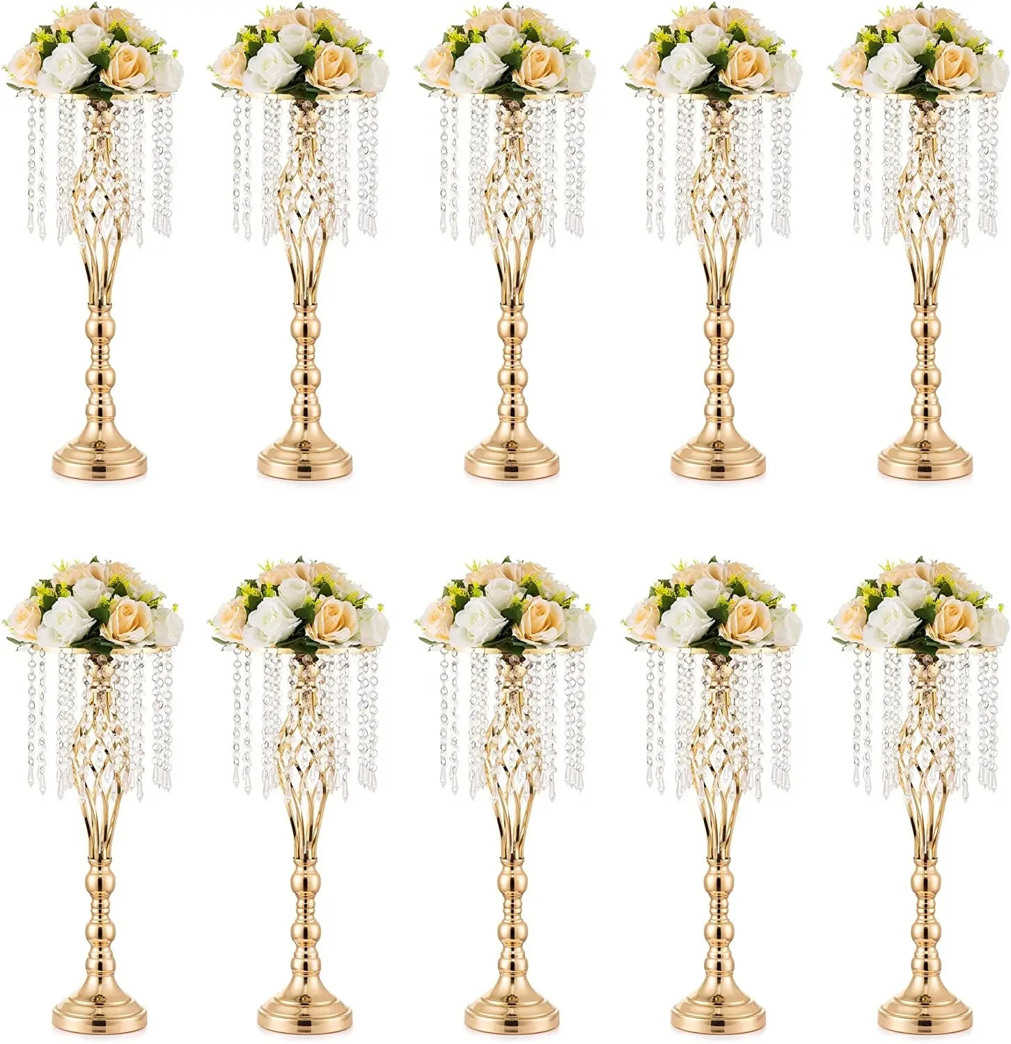 Gold Vase for Wedding Centerpieces, Table Decorations, Chandelier Crystals, Flower Vase, Wedding Metal Flower Stand, 10 Pcs
Gold Vase for Wedding Centerpieces, Table Decorations, Chandelier Crystals, Flower Vase, Wedding Metal Flower Stand, 10 Pcs