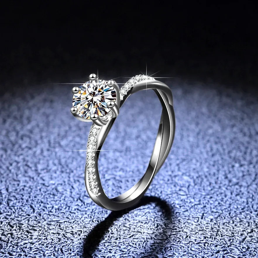

High Quality Platinum PT950 Moissanite Diamond Ring for Women Love Intertwined Twisted Vineman Diamond Ring Jewelry for Womenfre