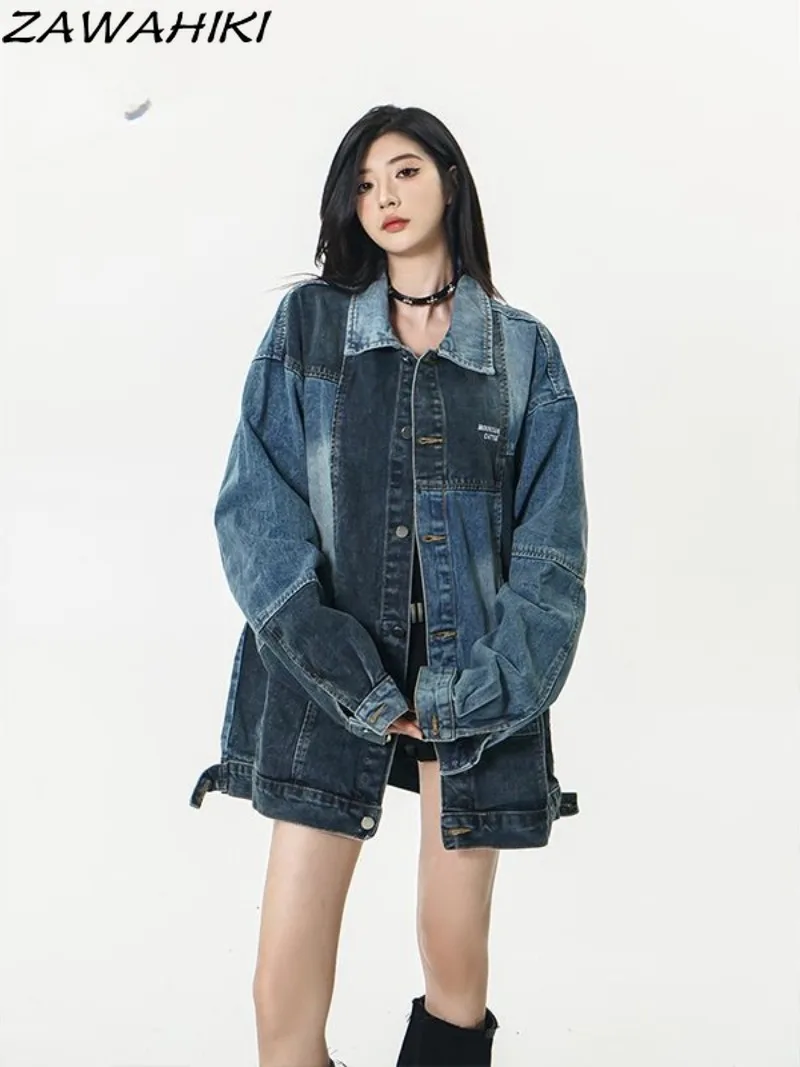 Chic Designed Patchwork Contrast Color Washed Distressed Denim Women Jackets Lovers Fashion American Hiphop Loose Casual Fashion 
Chic Designed Patchwork Contrast Color Washed Distressed Denim Women Jackets Lovers Fashion American Hiphop Loose Casual Fashion