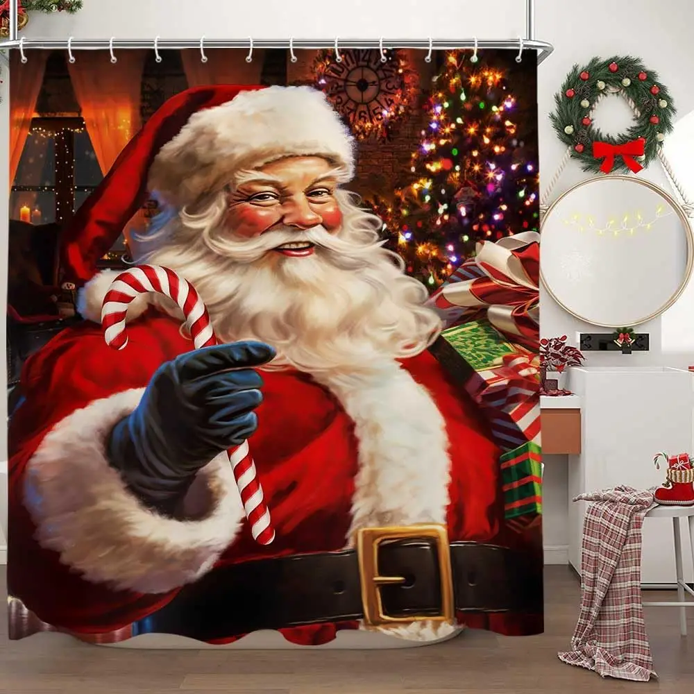 Merry Christmas Santa Claus Shower Curtain for Bathroom Retro Xmas Cute Holiday Fabric Washable Bath Curtain Bathroom Decoration
Merry Christmas Santa Claus Shower Curtain for Bathroom Retro Xmas Cute Holiday Fabric Washable Bath Curtain Bathroom Decoration