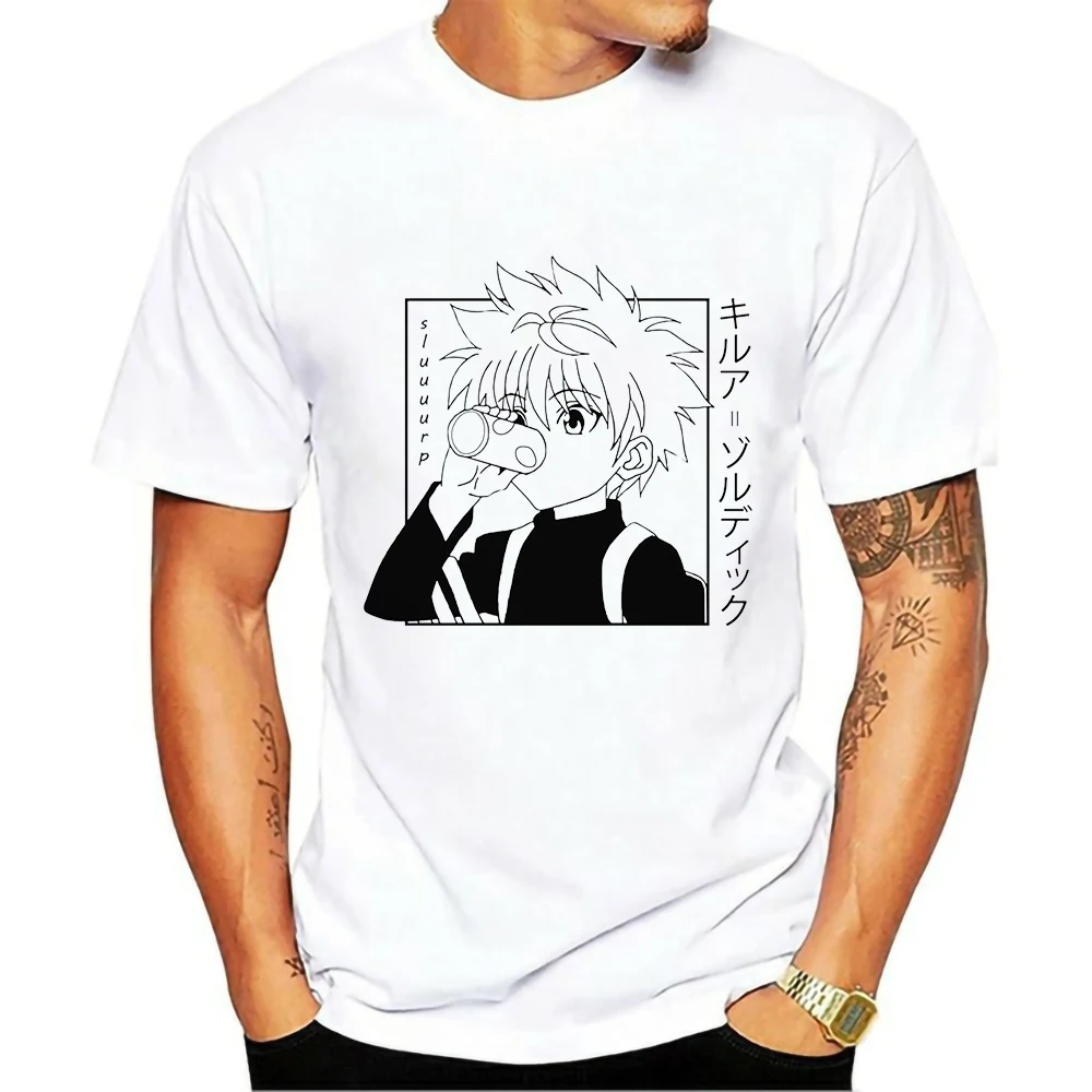 Мужская Повседневная футболка высокого качества из 100% хлопка футболки Kawaii Hunter X с