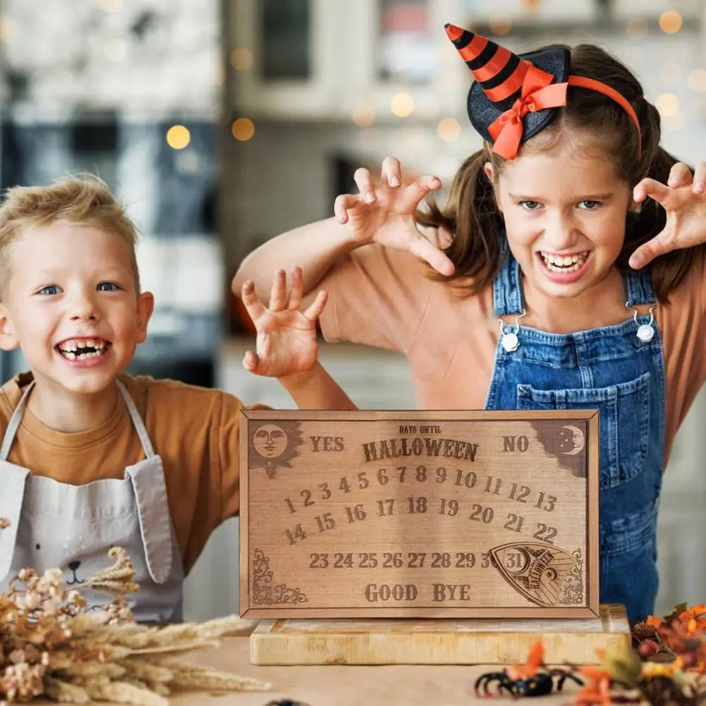 

Многоразовый календарь для Хэллоуина, праздничный деревянный календарь с обратным отсчетом для Хэллоуина, долговечные Многоразовые украшения для дома, декор для Хэллоуина