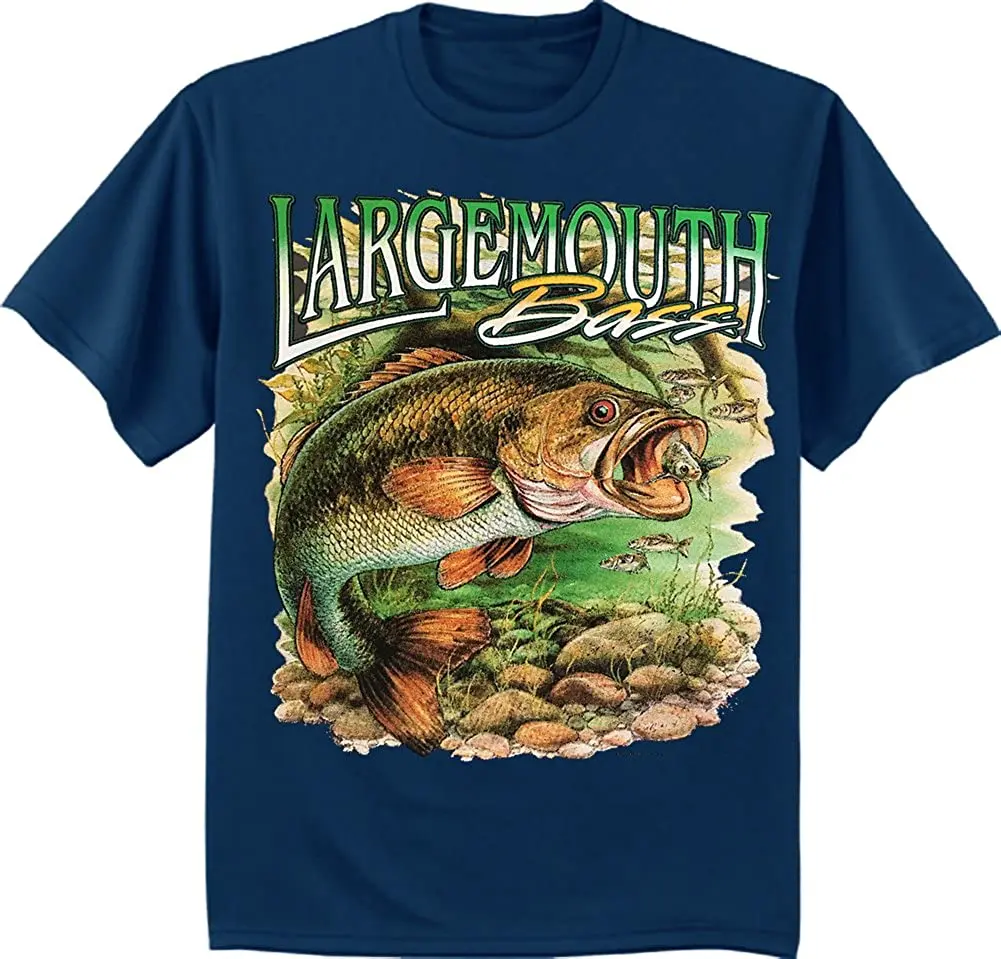 

Unique Gift Tee Largemouth Bass Fishing Loves Tee Men's 100% Cotton Casual T-shirts Loose Top Size S-3XL