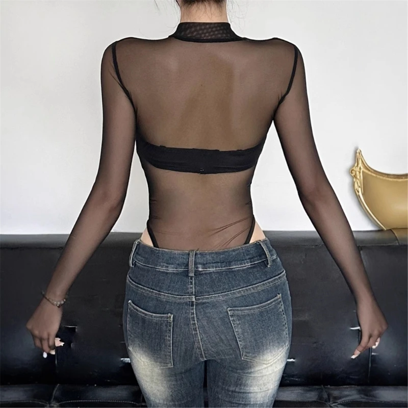 Women Sexy Black Snake Print Sheer Mesh Bodysuit Long Sleeve Gothic Clubwear OUT1070 Women Sexy Black Snake Print Sheer Mesh Bodysuit Long Sleeve Gothic Clubwear OUT1070