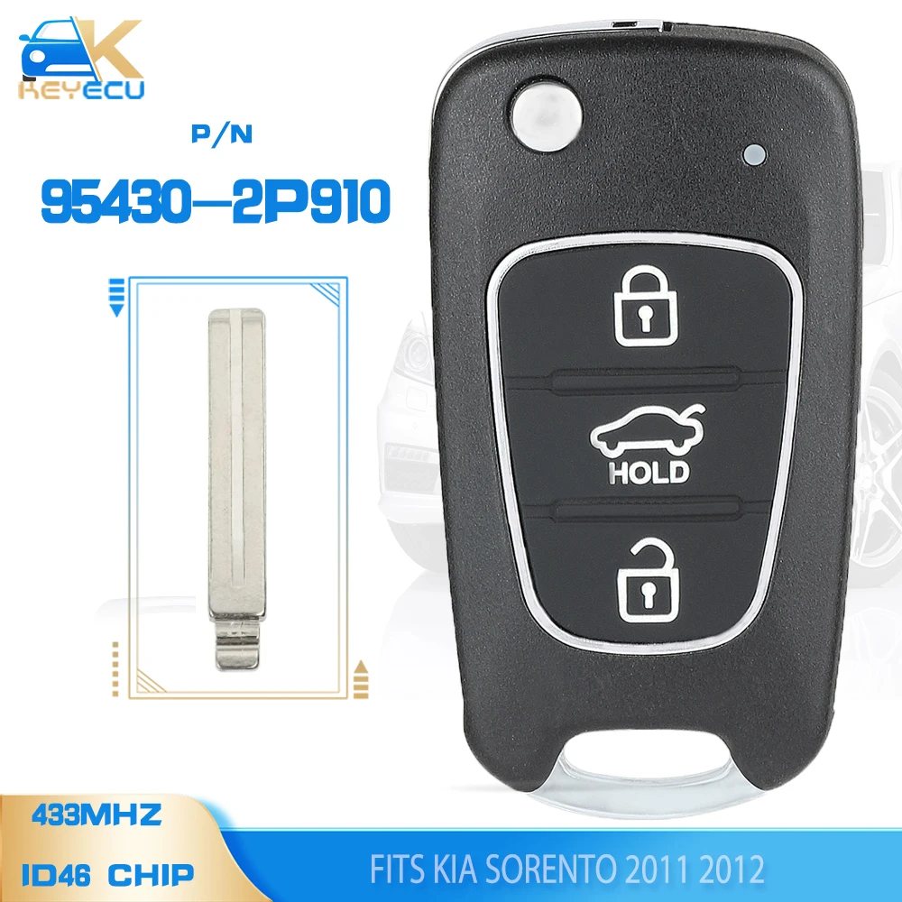 KEYECU 95430-2P910 Upgraded Flip Remote Key Fob 3 Button 433MHz ID46 Chip for Kia Sorento 2011 2012
KEYECU 95430-2P910 Upgraded Flip Remote Key Fob 3 Button 433MHz ID46 Chip for Kia Sorento 2011 2012