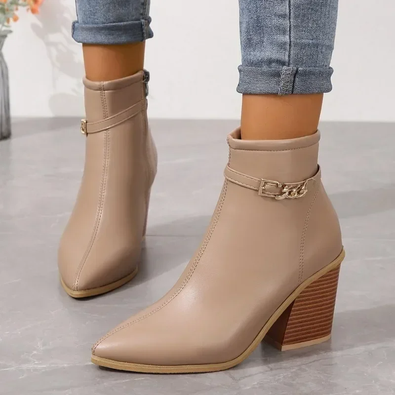 Women's High Heels Short Boots 2023 Autumn New Belt Buckle Ankle Boots Female Fashion Waterproof Shoes for Women Botas Mujer
Women's High Heels Short Boots 2023 Autumn New Belt Buckle Ankle Boots Female Fashion Waterproof Shoes for Women Botas Mujer