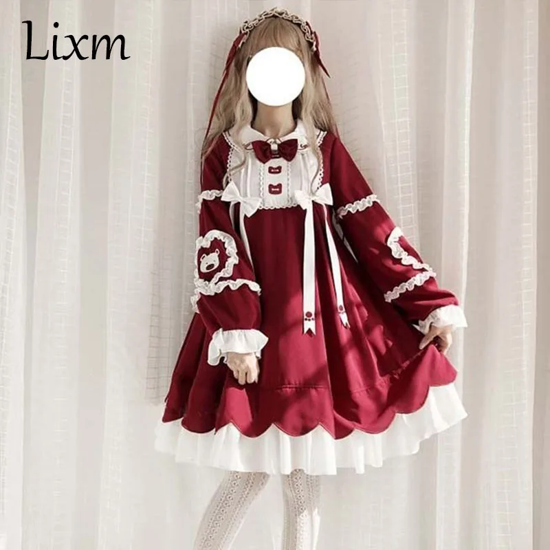 Lolita Dress Victorian New Year Bear Autumn Winter Lolita Red Embroidery Lolita Lantern Sleeve Retro Kawaii Op Dress Women
Lolita Dress Victorian New Year Bear Autumn Winter Lolita Red Embroidery Lolita Lantern Sleeve Retro Kawaii Op Dress Women