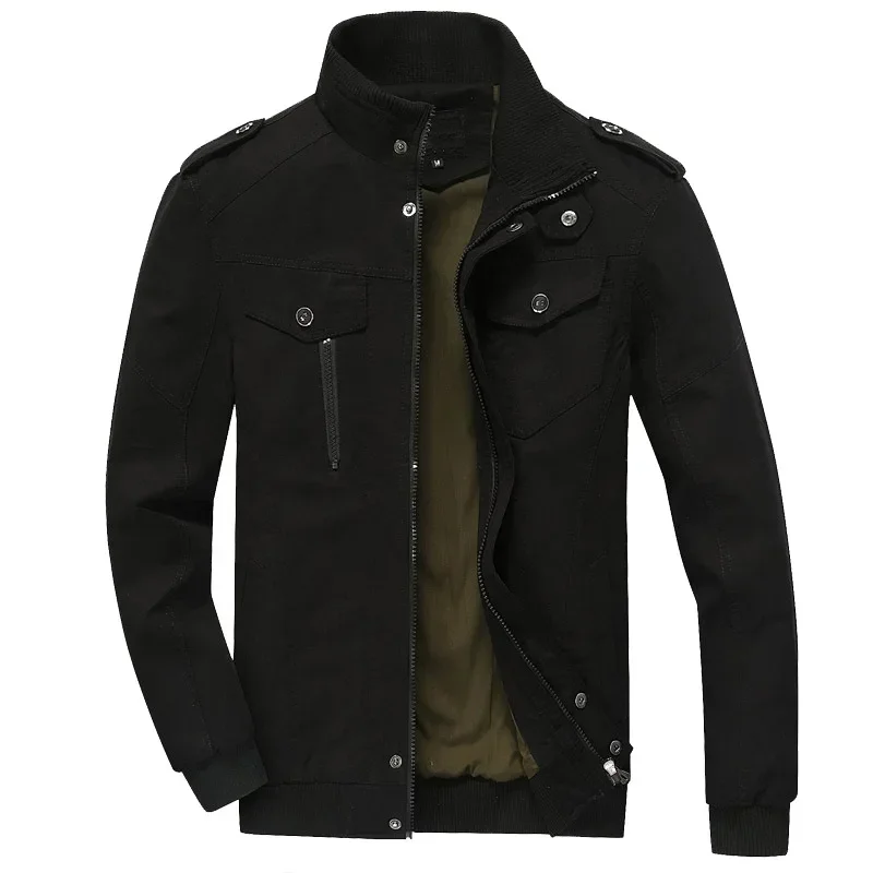 

Куртка-бомбер мужская с длинным рукавом, хлопковая Повседневная модная летная куртка, черный цвет, размеры 5xl 6xl, на осень