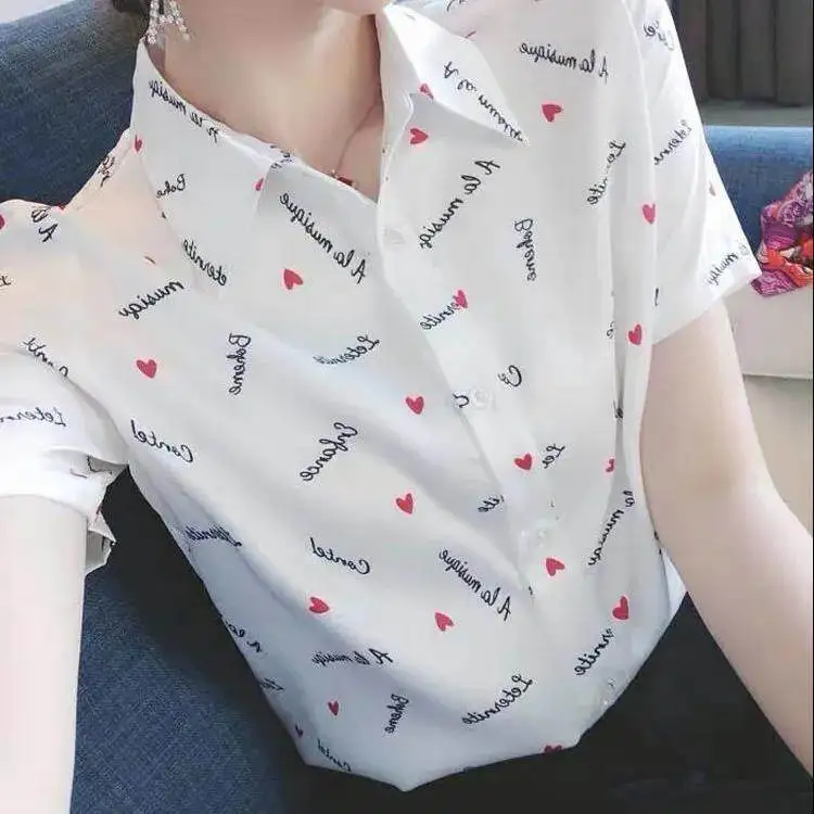 Fashion Women Shirt Short Sleeve Print Casual Blouse Plus Size Loose Korean Tops 2023 Summer New
Fashion Women Shirt Short Sleeve Print Casual Blouse Plus Size Loose Korean Tops 2023 Summer New