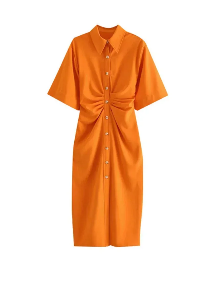 Women's Fashion Button Drop Midi Fold Decoration Polo Neck Shirt Dress Vintage Short Sleeve Side Zipper Women's Dress Tank Top
Women's Fashion Button Drop Midi Fold Decoration Polo Neck Shirt Dress Vintage Short Sleeve Side Zipper Women's Dress Tank Top