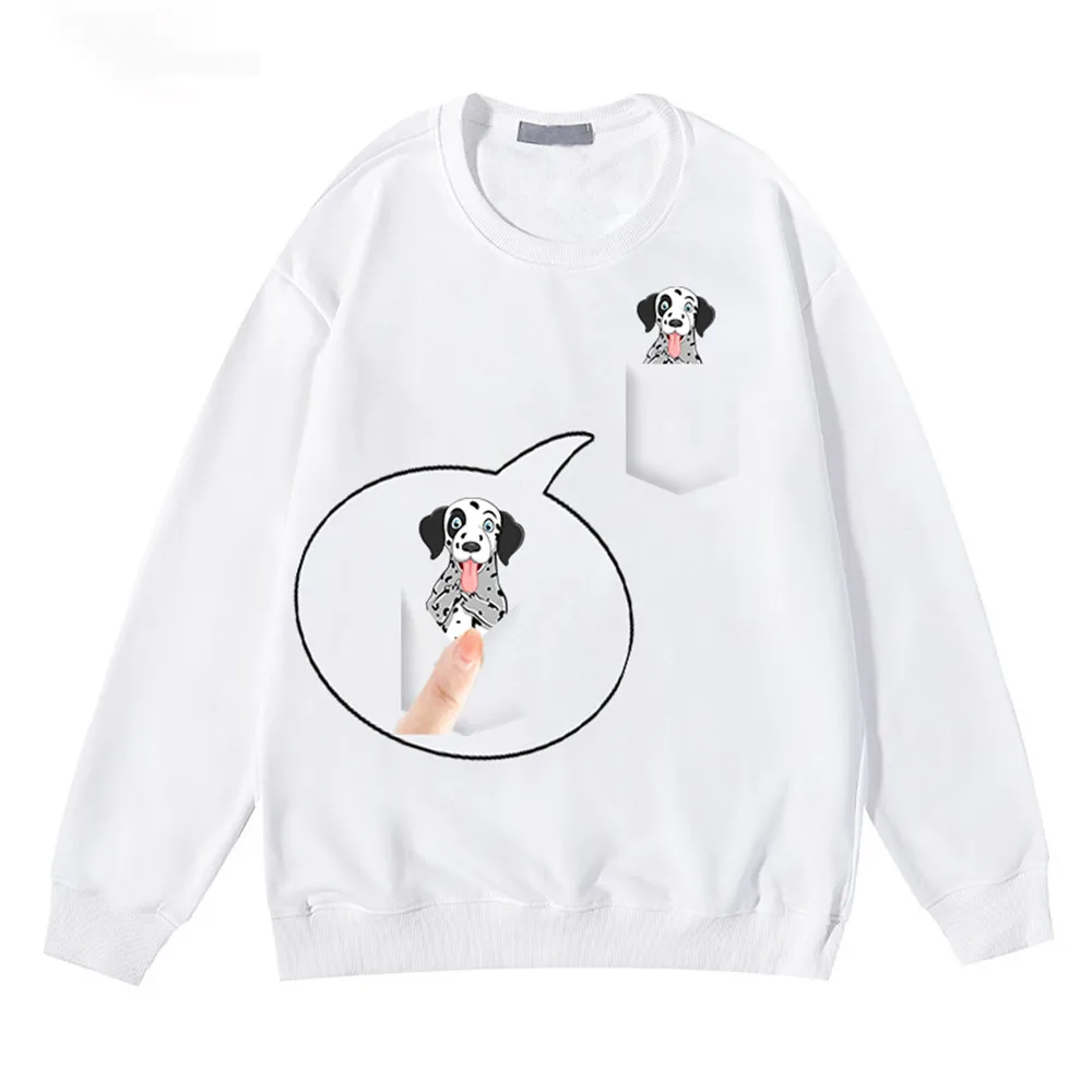 

CLOOCL Funny Animals Sweatshirt Dalmatians Middle Finger Pocket Streetwear Male Female Hip Hop Tops Boy Girls Pullovers S-7XL