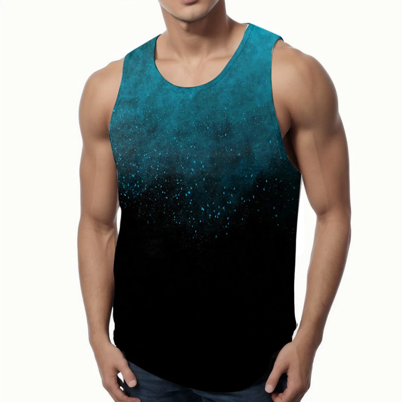 

Men'S Stylish Tank Tops With Tiny Spot Print Color Contrast Vest Retro Crewneck Sleeveless Vest T-Shirts Casual Daily Wear