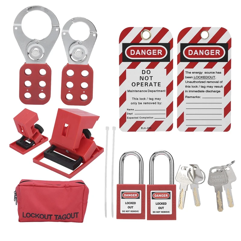 

9 PCS Lockout Tagout Locks Tags Set Lockout Locks Keyed Different Safety Padlocks Lockout Station Lock Out Tag Out Kit