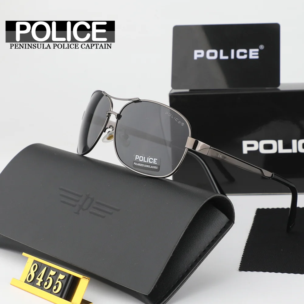 

Police Sunglasses Polarized for Men Travel Eyewears Metal Sun Glasses Women Pilot Goggle with UV 400 Protection Driving P8455