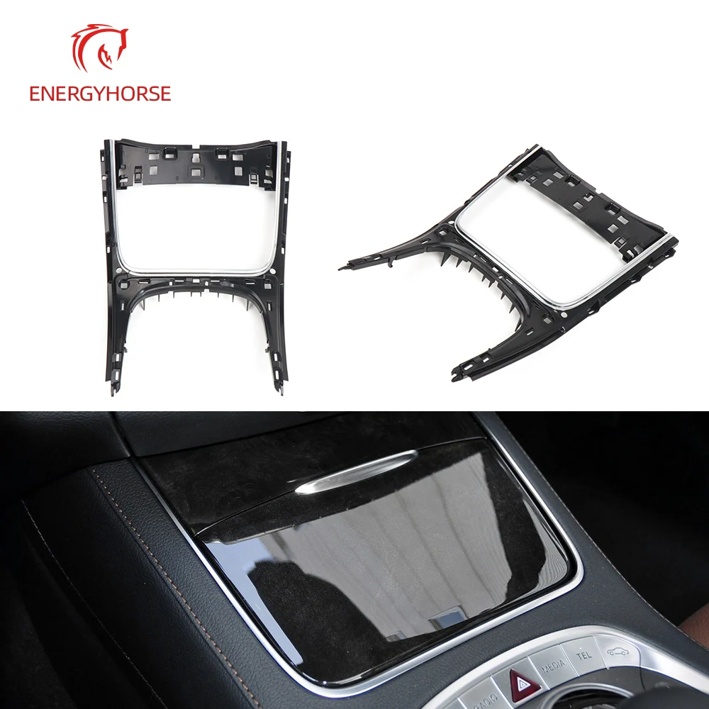 

For Mercedes Benz S Class W222 Armrest box Ashtray Cup Holder Chrome Frame Console Center Electroplated Silver Cover Trim