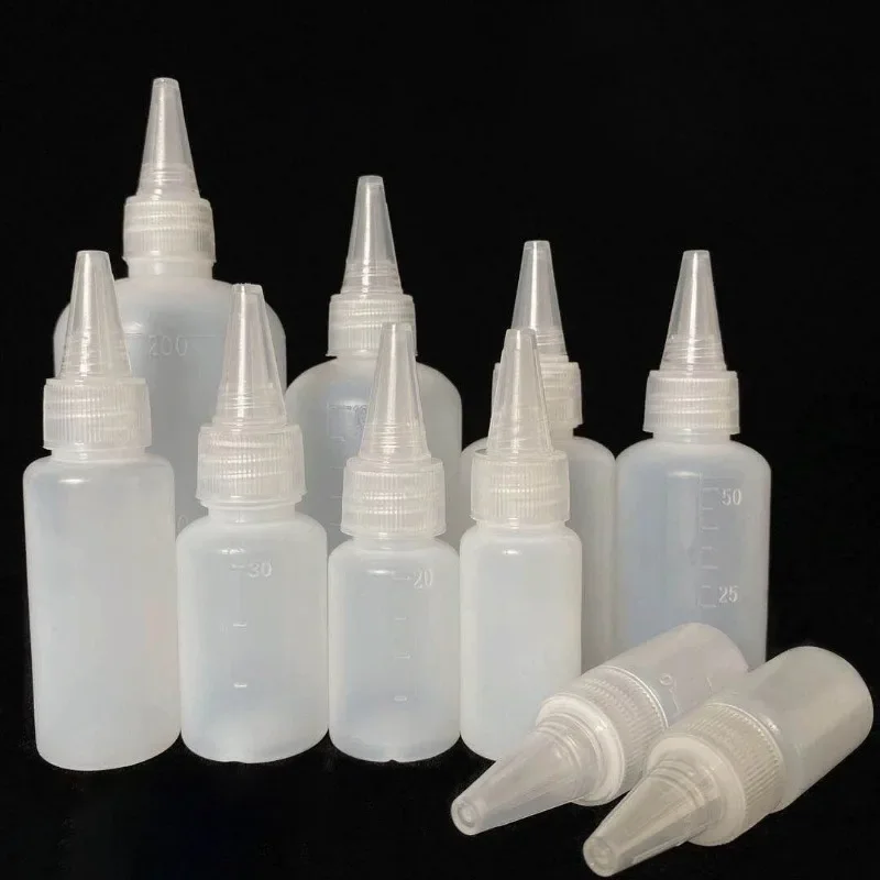 

10pcs Dropper Bottles Squeezable Glue Bottle with Scale Plastic Empty Container for Paint Ink Oil 10ml 30ml 50ml 60ml 100ml
