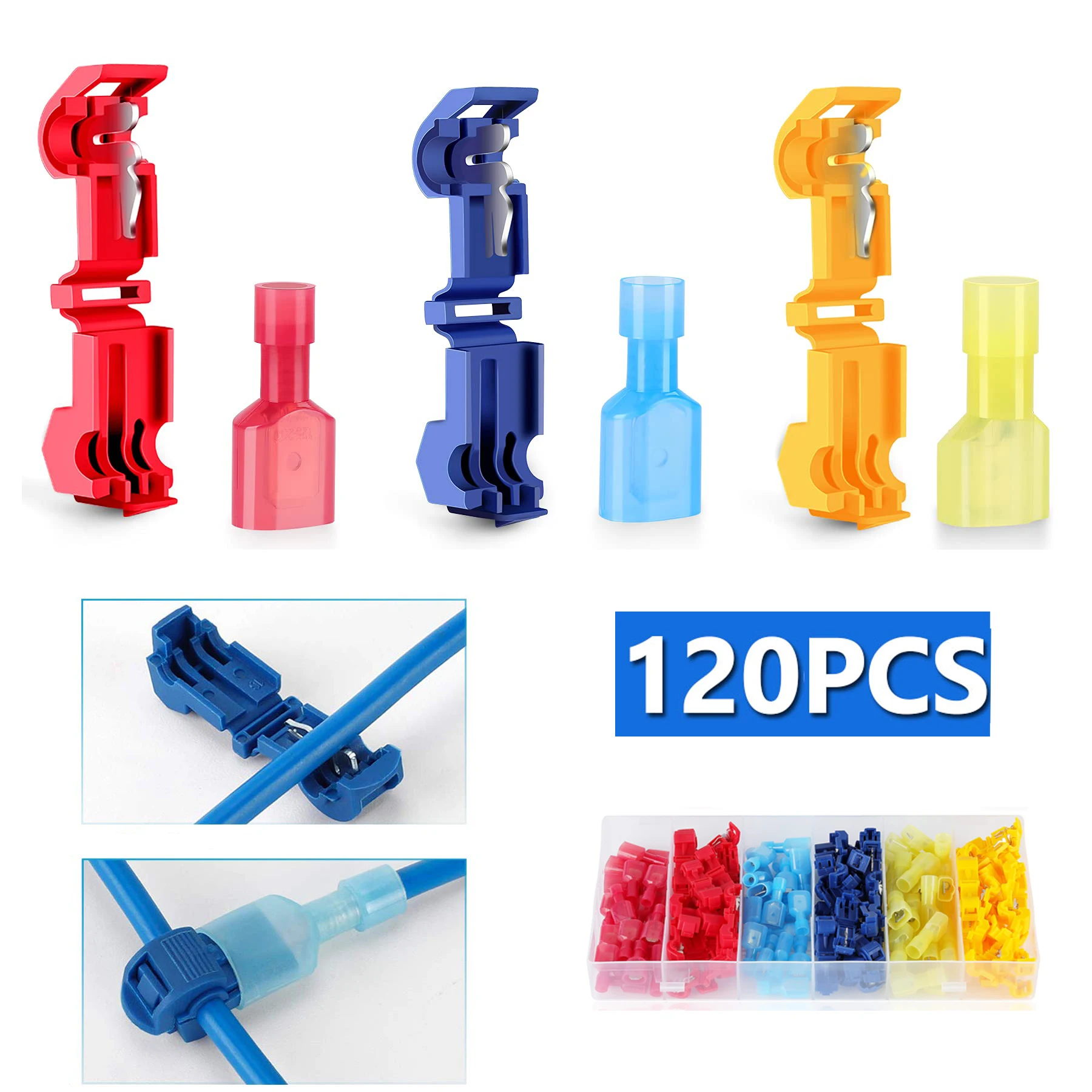 120 PCS Boxed,T-type Crimp Terminal Splicing Connector Quick Wire and Cable Connection Clip Plug-in Peel-Free Connector Plug
120 PCS Boxed,T-type Crimp Terminal Splicing Connector Quick Wire and Cable Connection Clip Plug-in Peel-Free Connector Plug