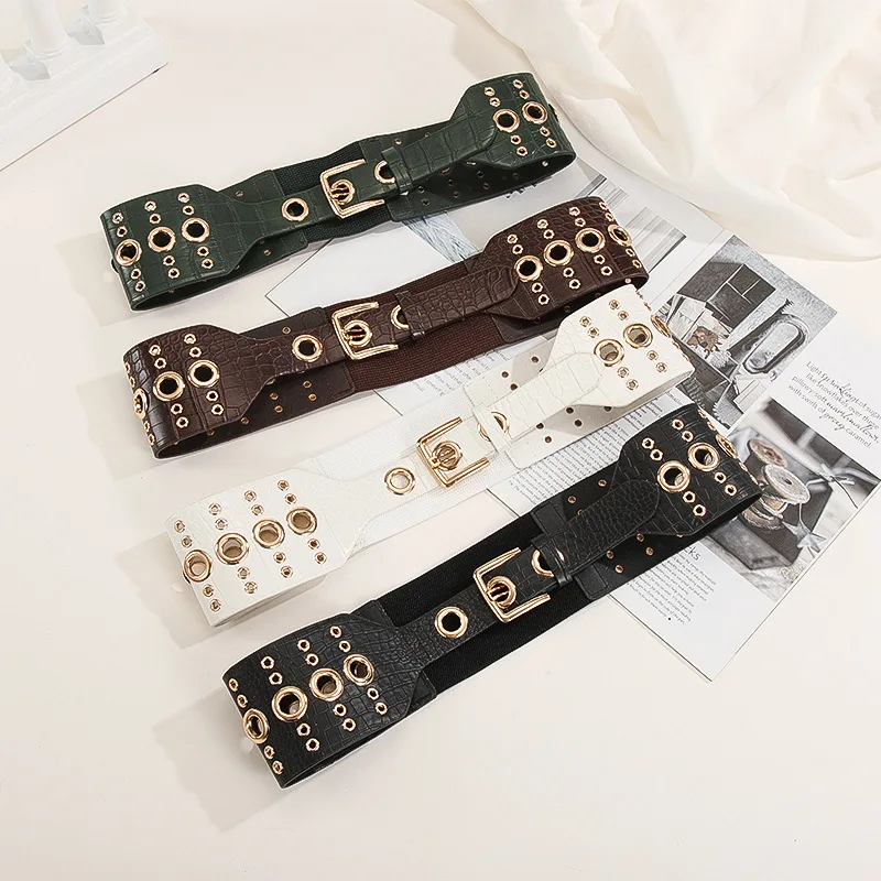 Versatile Wide Waistband for Women Made of PU Material Hollow Rivets Elastic Waistband Coat Waist Decoration Elastic and Tight
Versatile Wide Waistband for Women Made of PU Material Hollow Rivets Elastic Waistband Coat Waist Decoration Elastic and Tight